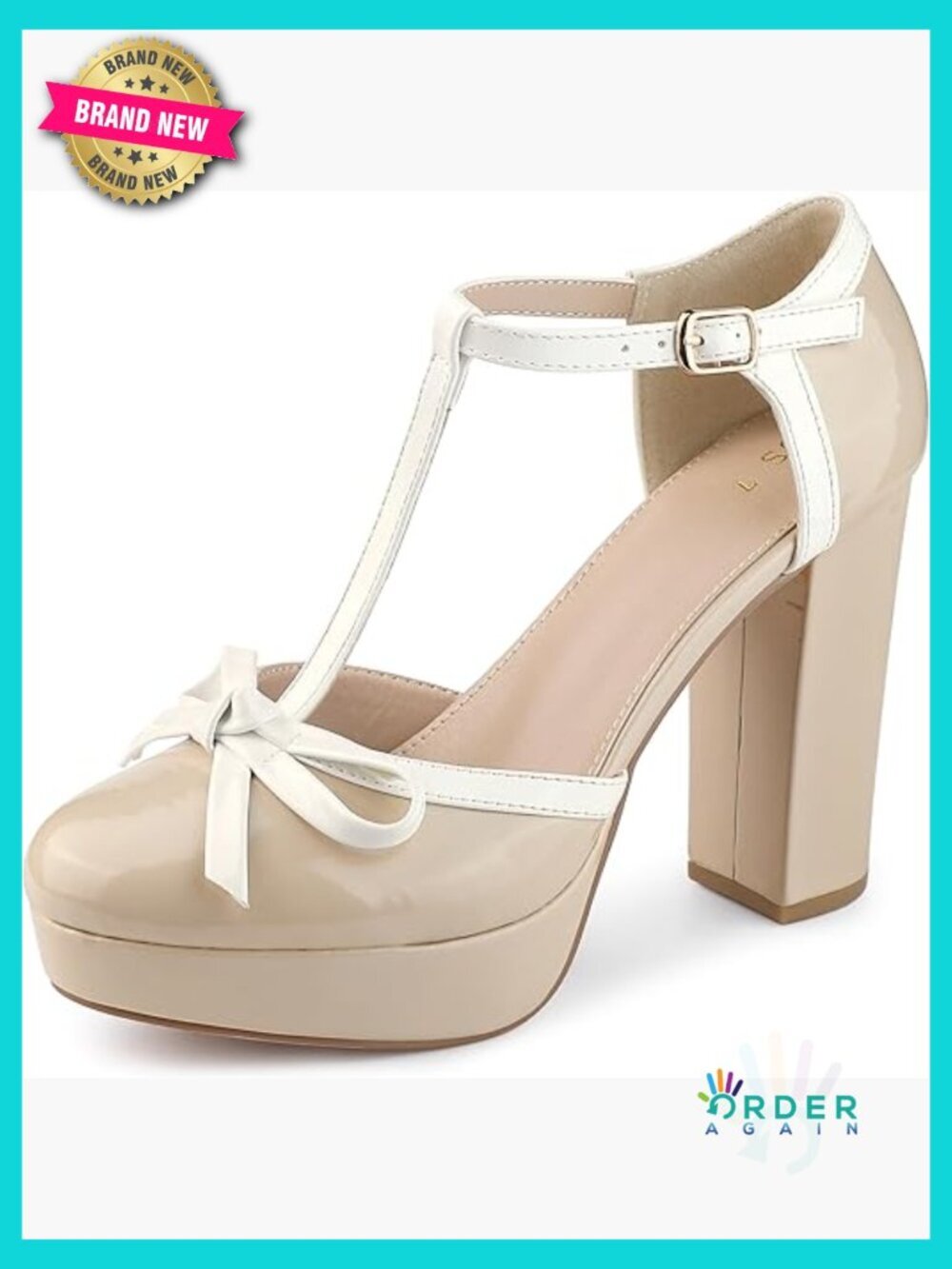 T-Strap Platform Chunky Heels Pumps Patent Leather Bow Buckle Cute Lolita Shoes